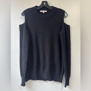 The Cashmere Project Cold Shoulder Black Cashmere Long Sleeve Sweater